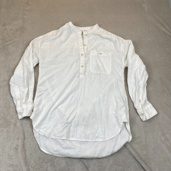 J. Crew Womens Shirt Medium Linen Blend Button-Front Long Sleeve Henley - Picture 11 of 11